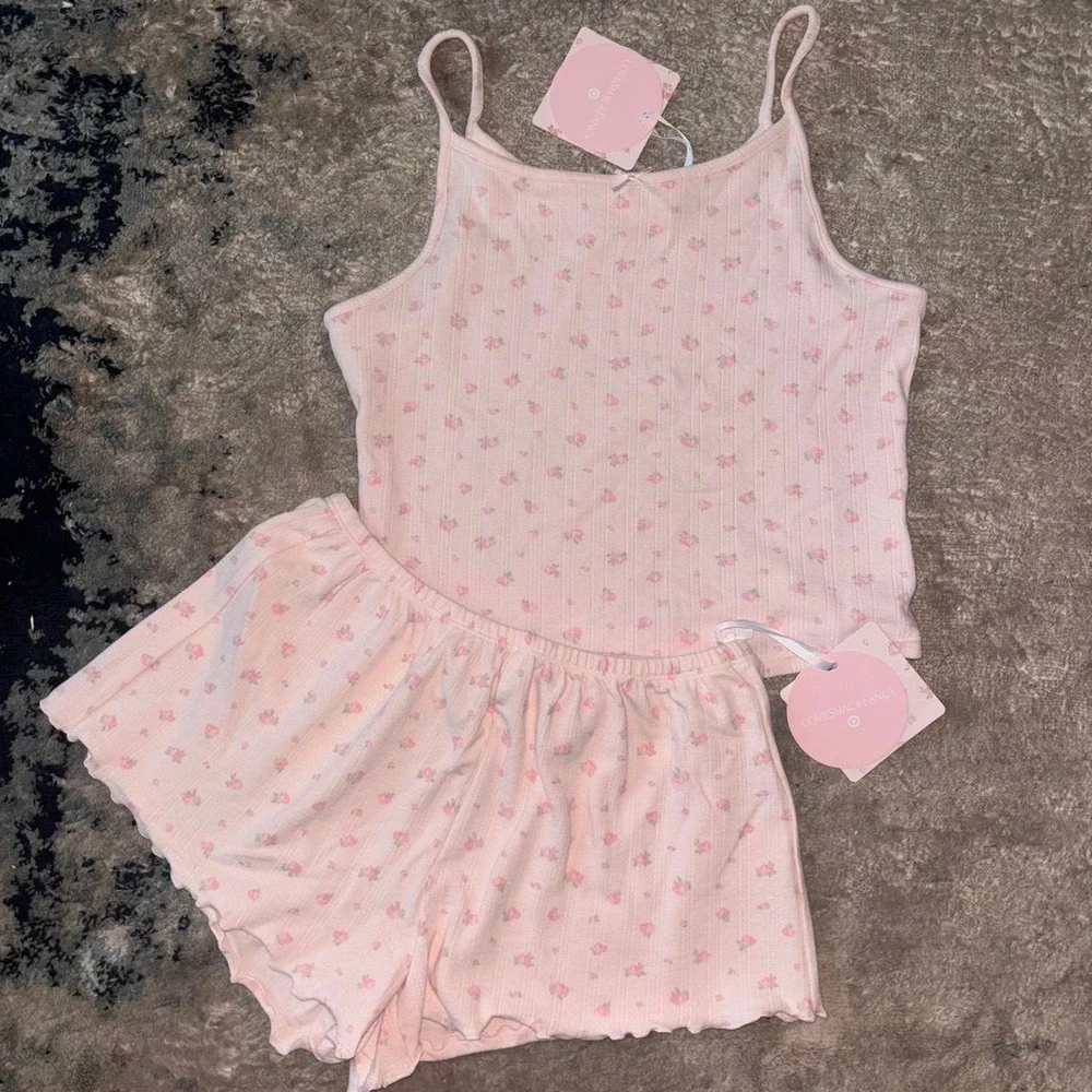 Pink floral lounge / matching pj set from Loveshackfancy in youth XXL